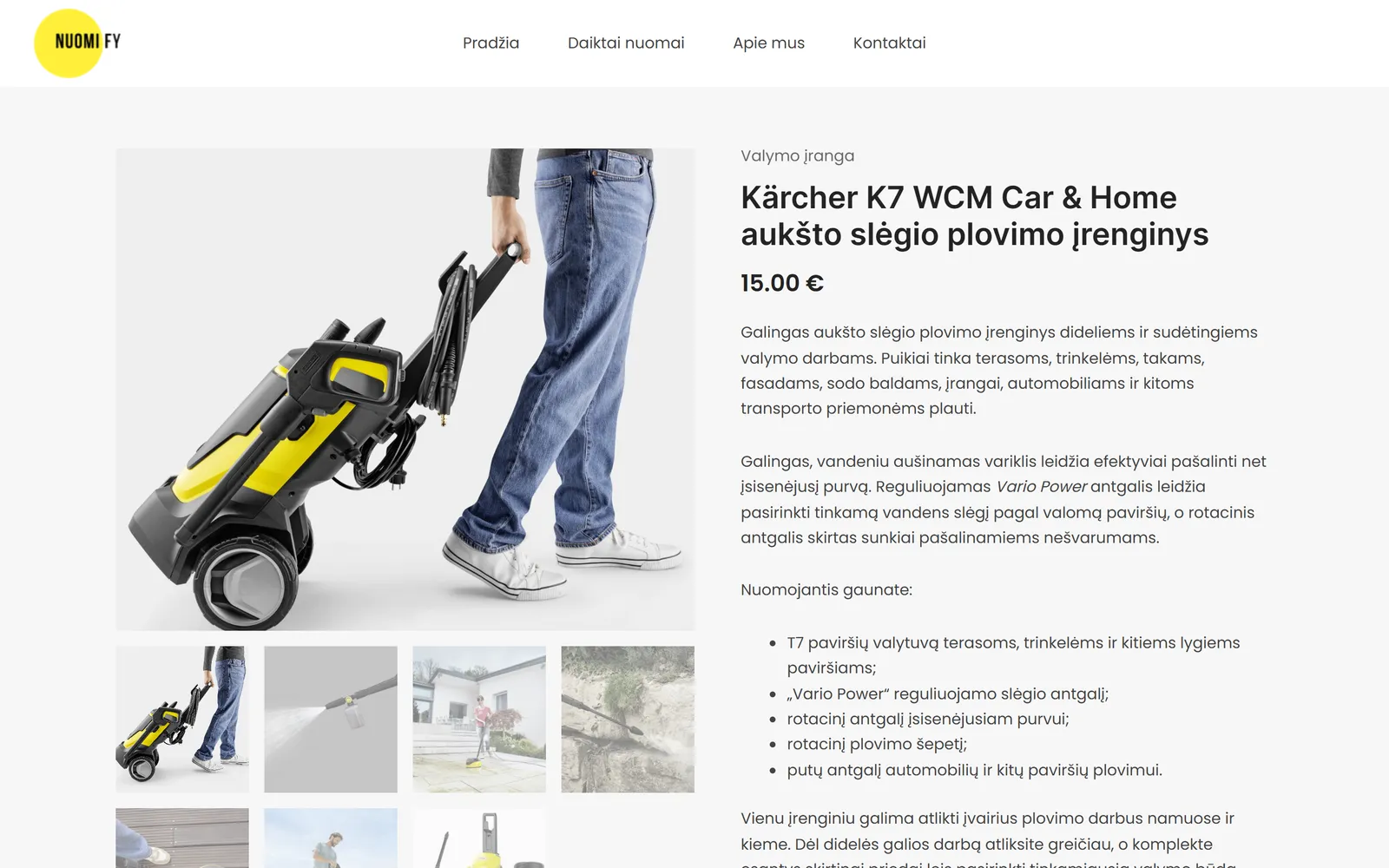 A rental item with its photos, daily price and everything included in the rental